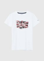 blanco playera con logo y bandera Pepe Jeans 06X41609 chico