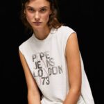 blanco playera con mangas sisas y logo Pepe Jeans 06X4418 mujer
