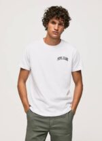 blanco playera de algodón de alta densidad con logo Pepe Jeans 06X4919 hombres