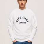 blanco sudadera con logo estampado Pepe Jeans 06X4901 hombres