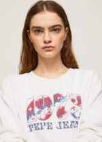 blanco sudadera de felpa con logo 1973 Pepe Jeans 06X4280 mujer - Imagen 3