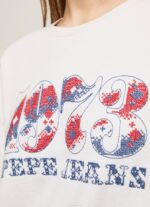 blanco sudadera de felpa con logo 1973 Pepe Jeans 06X4280 mujer - Imagen 4