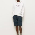 blanco suéter con logo de alta densidad Pepe Jeans 06X4903 hombres