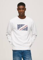 blanco suéter con logo de bandera Pepe Jeans 06X4899 hombres