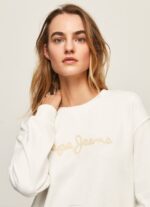 blanco suéter con logo estampado Pepe Jeans 06X4286 mujer - Imagen 3