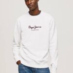 blanco suéter con logo estampado Pepe Jeans 06X4880 hombres