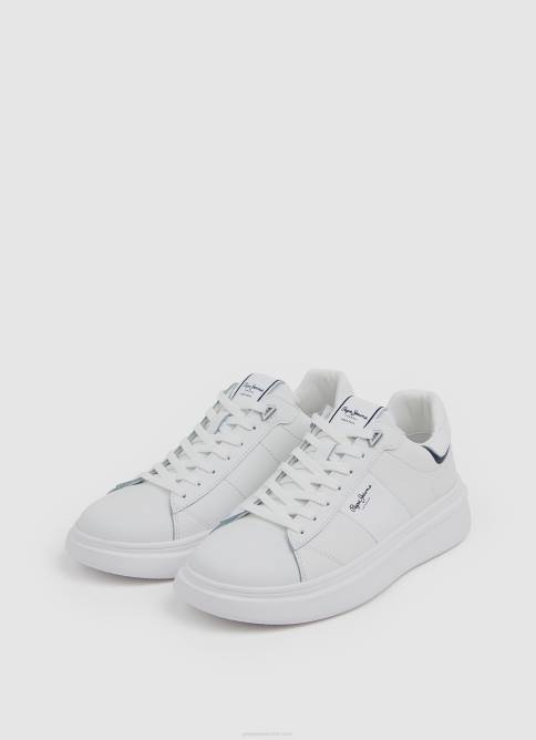 blanco tenis Eaton con parte de cuero Pepe Jeans 06X41208 hombres - Imagen 2