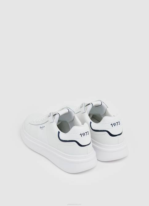 blanco tenis Eaton con parte de cuero Pepe Jeans 06X41208 hombres - Imagen 4