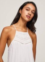 blanco vestido con detalles bordados Pepe Jeans 06X4219 mujer - Imagen 4