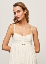 blanco vestido dobby de algodón puro Pepe Jeans 06X4221 mujer