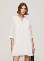 blanco vestido patris con detalles calados Pepe Jeans 06X4148 mujer