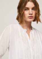 blanco vestido patris con detalles calados Pepe Jeans 06X4148 mujer - Imagen 3
