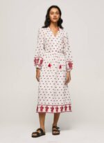 blanco vestido popular bordado Pepe Jeans 06X4149 mujer