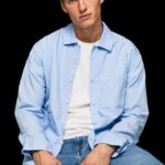 blanqueador azul camisa de corte recto lambert fil a fil Pepe Jeans 06X41030 hombres