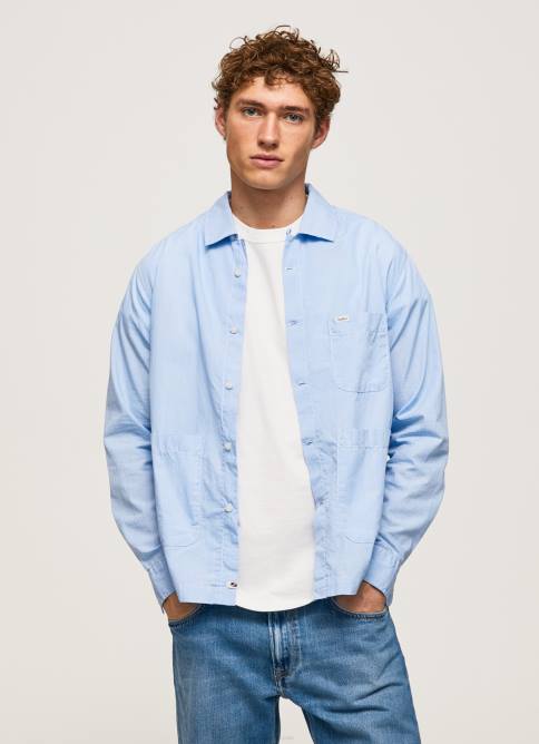 blanqueador azul camisa de corte recto lambert fil a fil Pepe Jeans 06X41030 hombres - Imagen 3