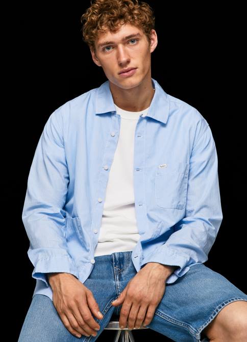 blanqueador azul camisa de corte recto lambert fil a fil Pepe Jeans 06X41030 hombres - Imagen 1
