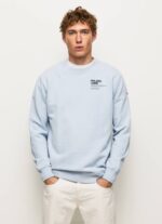 blanqueador azul jersey de algodón con cuello redondo Pepe Jeans 06X4869 hombres