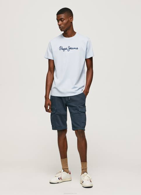 blanqueador azul playera con logo estampado Pepe Jeans 06X4933 hombres - Imagen 2