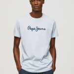 blanqueador azul playera con logo estampado Pepe Jeans 06X4933 hombres