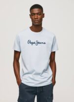 blanqueador azul playera con logo estampado Pepe Jeans 06X4933 hombres