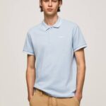 blanqueador azul polo de piqué con logo bordado Pepe Jeans 06X41080 hombres