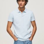 blanqueador azul polo de piqué con logo bordado Pepe Jeans 06X41096 hombres