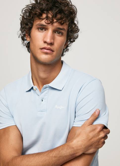 blanqueador azul polo de piqué con logo bordado Pepe Jeans 06X41096 hombres - Imagen 3