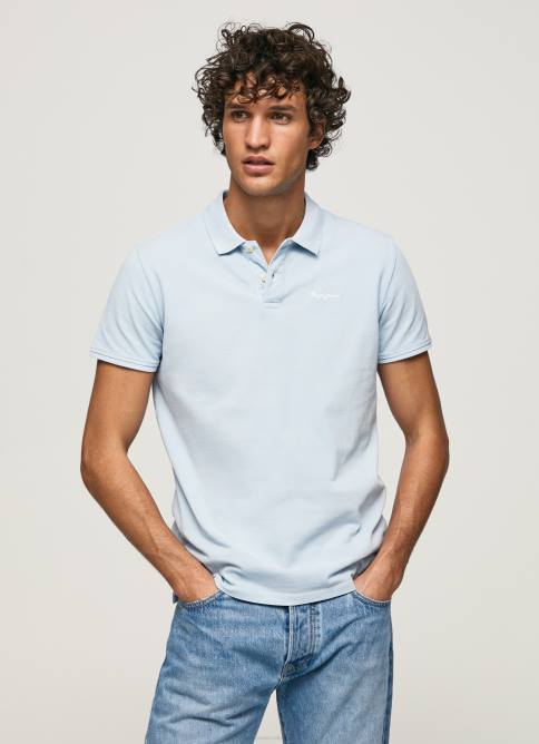 blanqueador azul polo de piqué con logo bordado Pepe Jeans 06X41096 hombres - Imagen 1