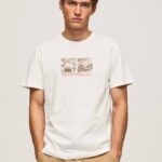 blanquecino camiseta con estampado de foto Pepe Jeans 06X4988 hombres