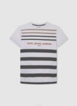 blanquecino playera con estampado de rayas Pepe Jeans 06X41645 chico