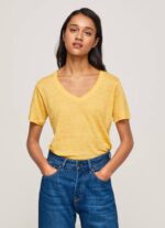 brillar camiseta de lino con cuello de pico Pepe Jeans 06X4453 mujer - Imagen 3