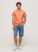 calabaza naranja playera con logo estampado Pepe Jeans 06X4991 hombres - Imagen 2
