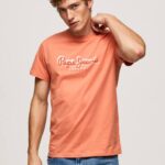 calabaza naranja playera con logo estampado Pepe Jeans 06X4991 hombres