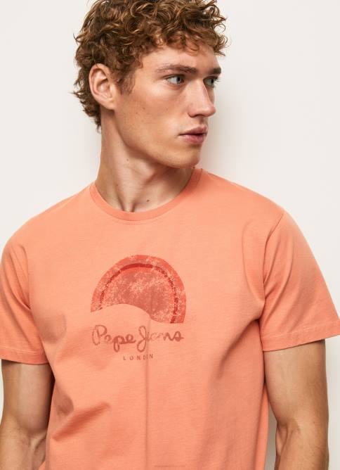 calabaza naranja playera con logo y efecto desgastado Pepe Jeans 06X4964 hombres - Imagen 1