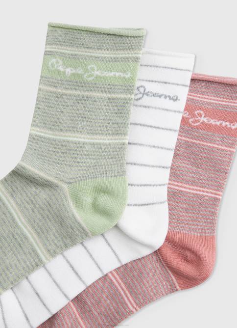 crudo Pack de 3 calcetines a rayas Pepe Jeans 06X4565 mujer - Imagen 2