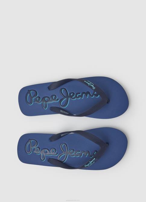 Denim oscuro chanclas de playa con logo de bay beach Pepe Jeans 06X41277 hombres - Imagen 2