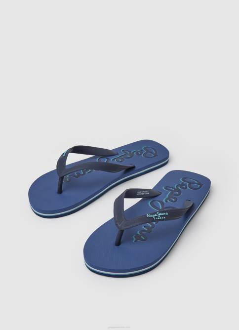 Denim oscuro chanclas de playa con logo de bay beach Pepe Jeans 06X41277 hombres - Imagen 3
