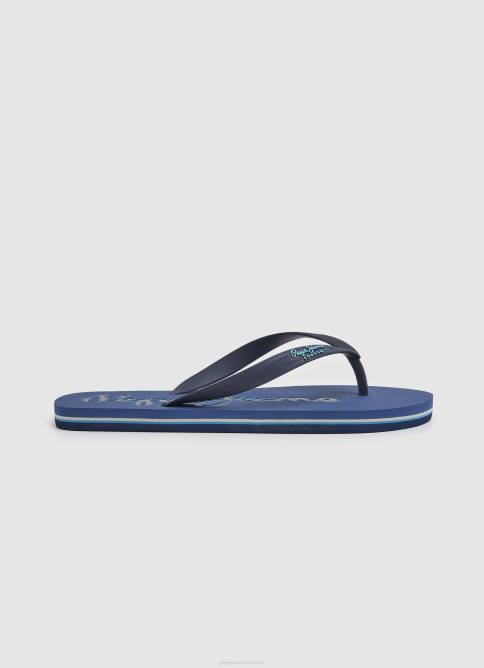 Denim oscuro chanclas de playa con logo de bay beach Pepe Jeans 06X41277 hombres - Imagen 1
