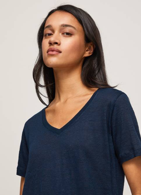dulwich camiseta de lino con cuello de pico Pepe Jeans 06X4467 mujer - Imagen 3