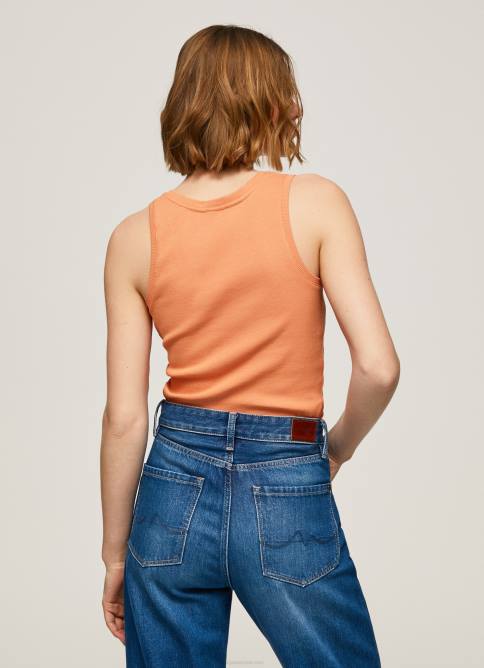 durazno camiseta de canalé con manga sisa Pepe Jeans 06X4398 mujer - Imagen 4