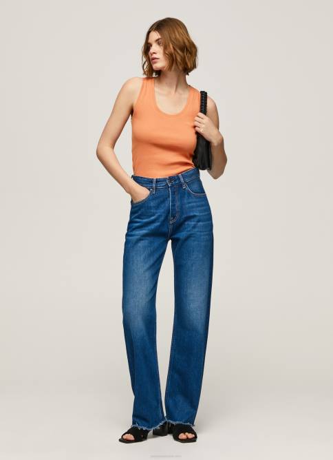 durazno camiseta de canalé con manga sisa Pepe Jeans 06X4398 mujer - Imagen 1