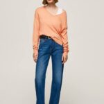 durazno jersey de ajuste holgado con escote en v Pepe Jeans 06X4241 mujer