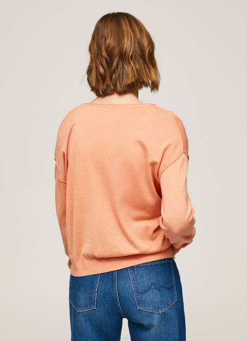 durazno jersey de ajuste holgado con escote en v Pepe Jeans 06X4241 mujer - Imagen 4