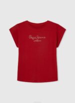 durazno playera con logo de strass Pepe Jeans 06X41451 chica - Imagen 3