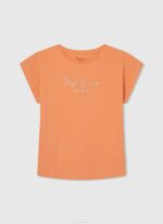 durazno playera con logo estampado Pepe Jeans 06X41454 chica - Imagen 5