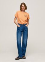 durazno playera con logo estampado Pepe Jeans 06X4394 mujer - Imagen 2