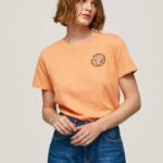 durazno playera con logo estampado Pepe Jeans 06X4394 mujer