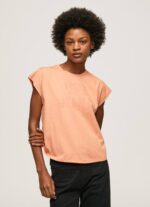 durazno playera con logo estampado Pepe Jeans 06X4434 mujer