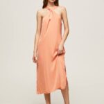 durazno vestido casey de raso liso Pepe Jeans 06X4187 mujer