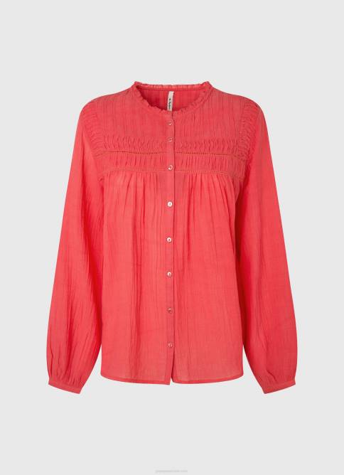 estudio rojo blusa plisada con diseño calado Pepe Jeans 06X4321 mujer - Imagen 5